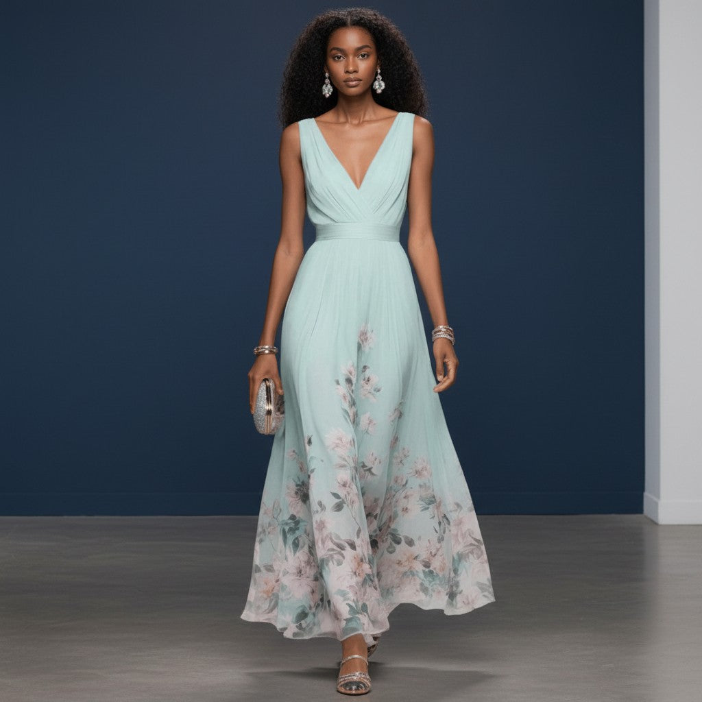 Sophia Collection | Women's Floral Maxi Dress with Flattering V-Neckline | Elegant Wedding Guest Dress for Summer Occasions 4