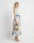 Women's Abstract Print Pleated Midi Dress | Elegant Sleeveless V-Neck Summer Dress 2