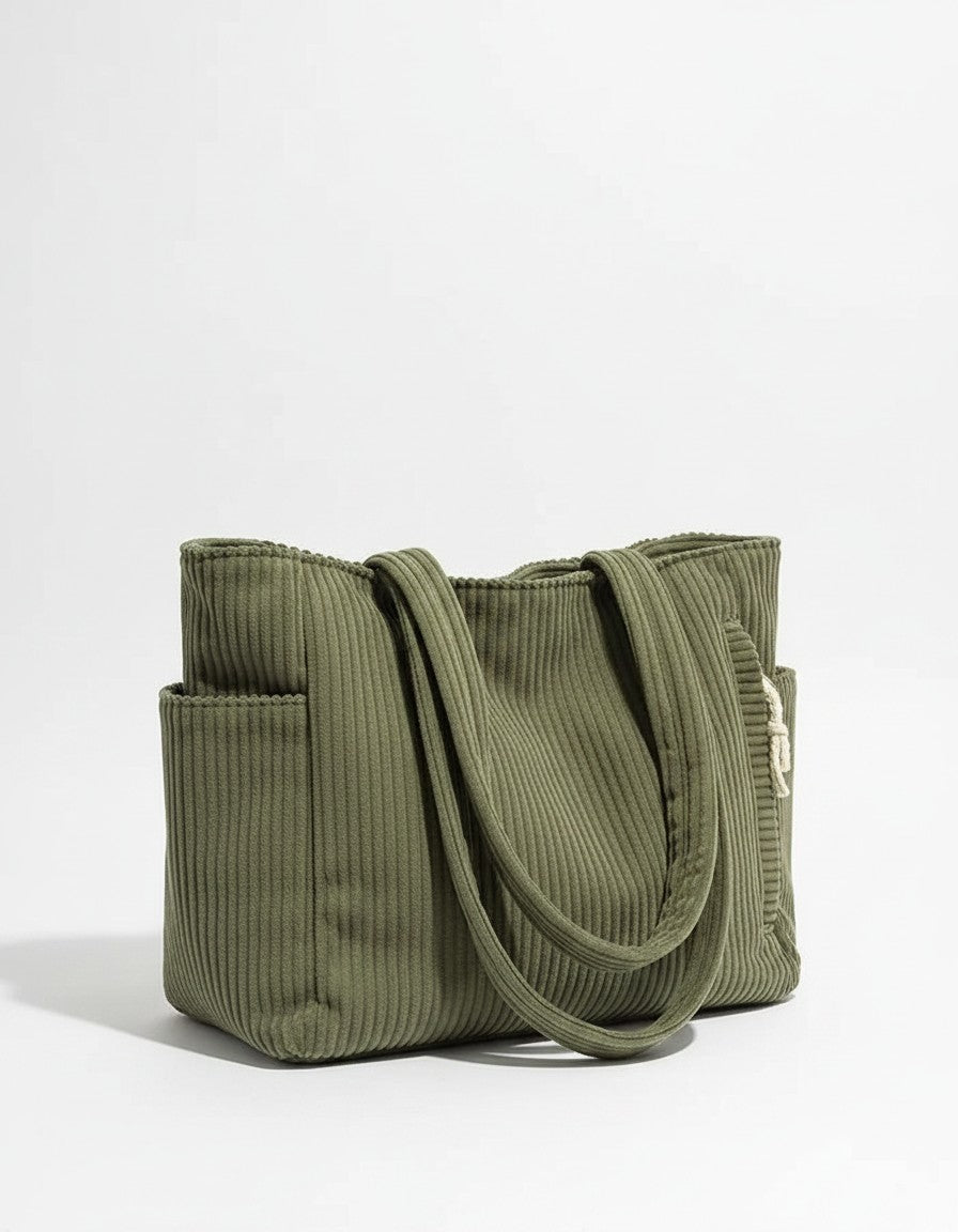 Women's Soft Corduroy Tote Bag | Spacious Ribbed Everyday Handbag 7
