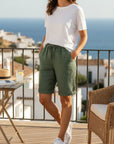 Women's Breathable Linen Bermuda Shorts | Comfortable Relaxed Fit 4
