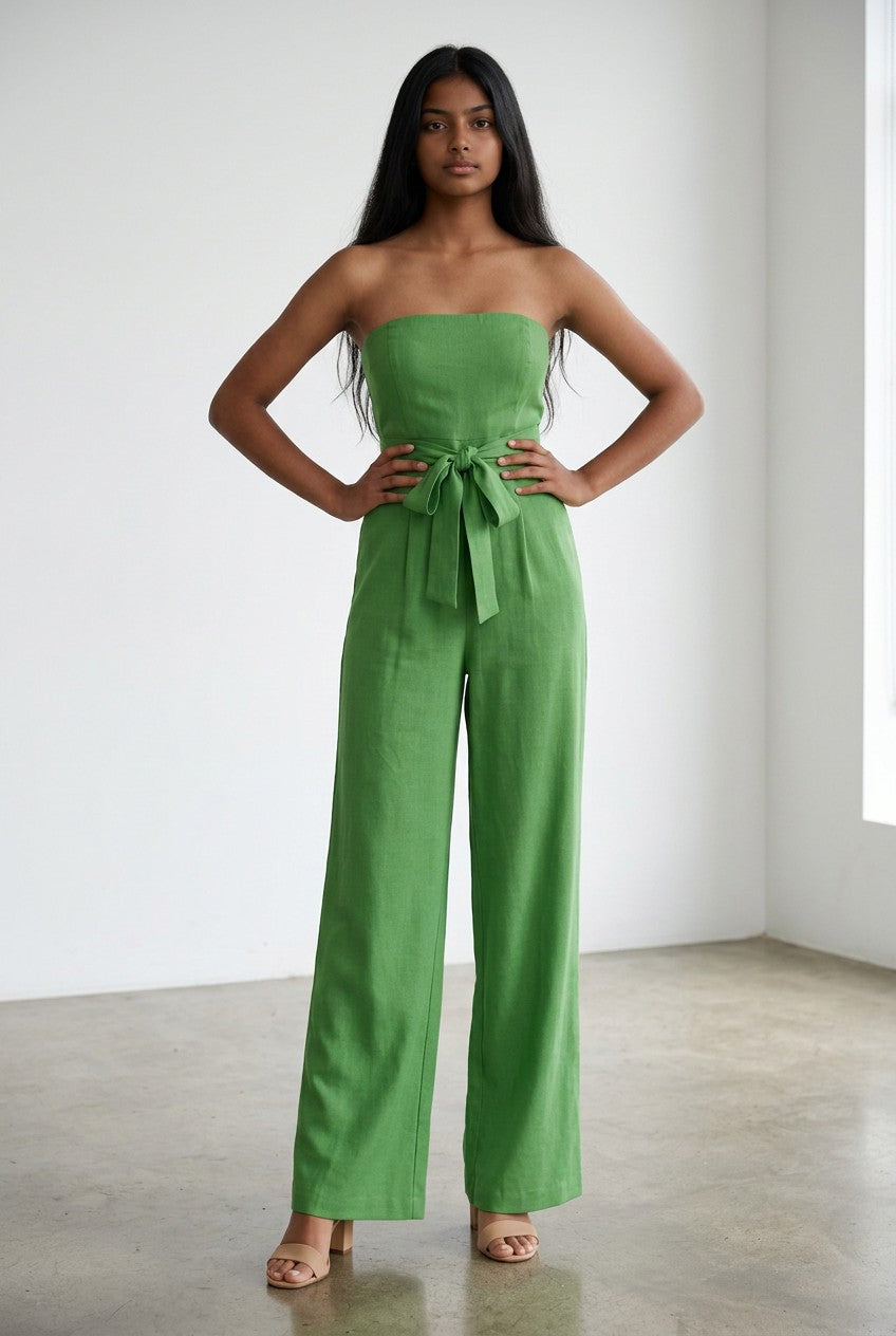 Women's Chic Strapless Jumpsuit | Flattering Wide-Leg Design 9