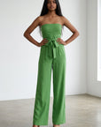 Women's Chic Strapless Jumpsuit | Flattering Wide-Leg Design 9