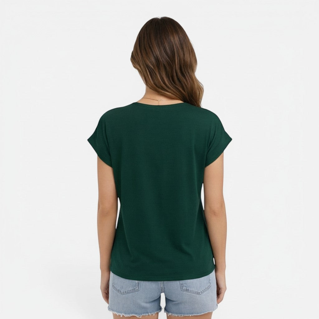 Women's Soft Cotton V-Neck T-Shirt | Elegant Twist Front Casual Summer Top 5