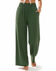 Women's Soft Fabric Wide Leg Pants | Comfortable Smocked High-Waist Casual Trousers 1