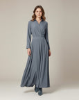 Elegant | Women's Black Dress with Collared Neckline | A-Line Midi Dress for Effortless Style 7