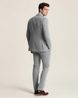 Silvorne Men's classic grey tweed three-piece suit with tailored jacket, waistcoat, and trousers.