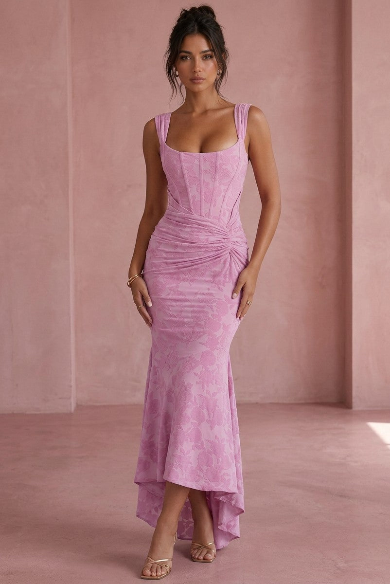 Women's Luxurious Jacquard Gown | Elegant Sweetheart Neckline Dress 5