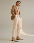 Silvorne men's tan suede square-toe Chelsea boots with elastic side panels and a discreet heel.
