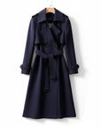 Women's Classic Cotton Blend Trench Coat | Elegant Double-Breasted Outerwear 4