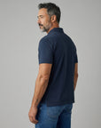 Men's Cotton Short Sleeve Polo Shirt | Classic Relaxed Fit Navy Top 3