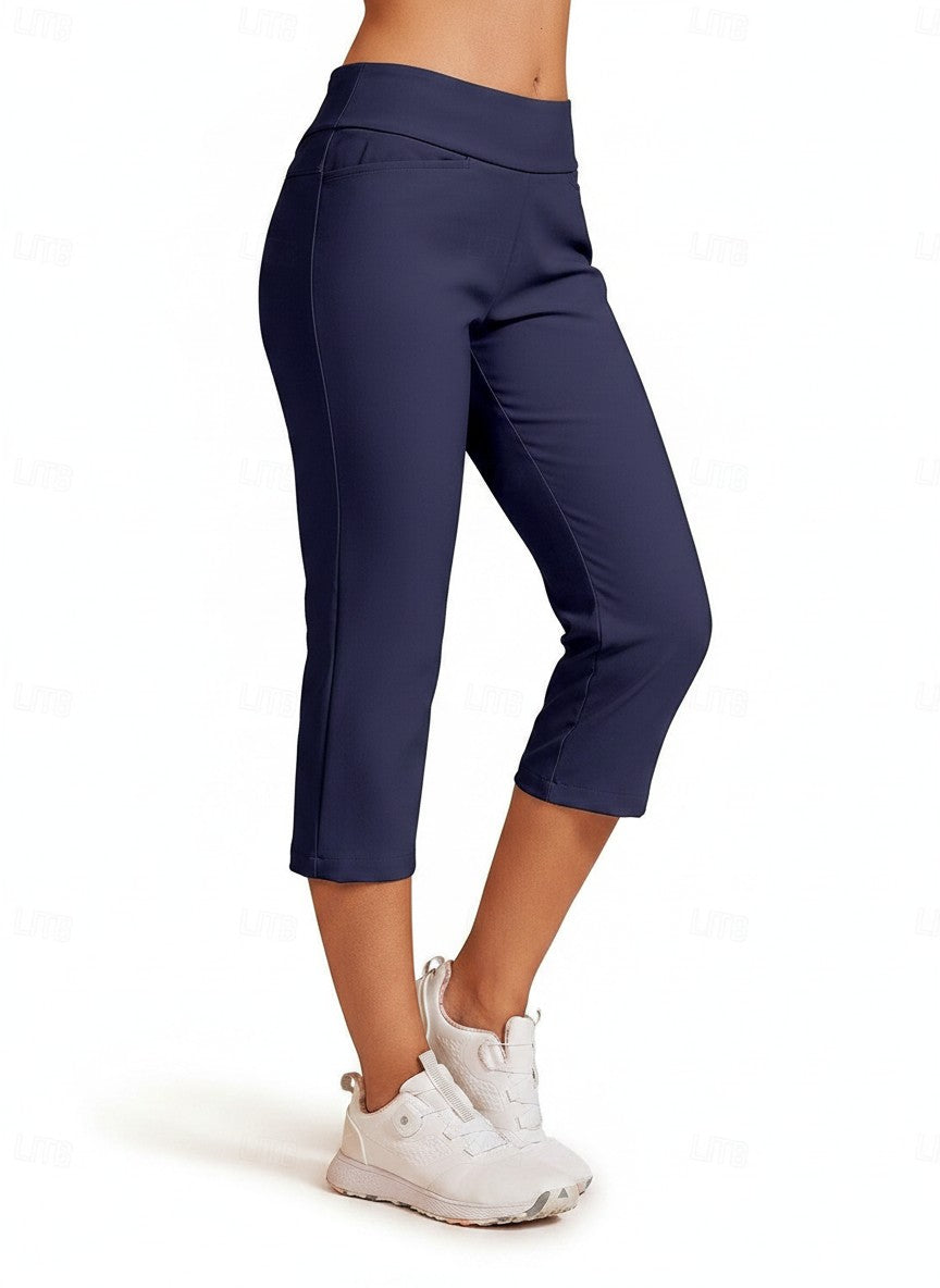 Women's Lightweight Stretch Capri Pants | Comfortable Navy Blue Casual Trousers 3