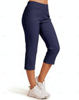 Women's Lightweight Stretch Capri Pants | Comfortable Navy Blue Casual Trousers 3