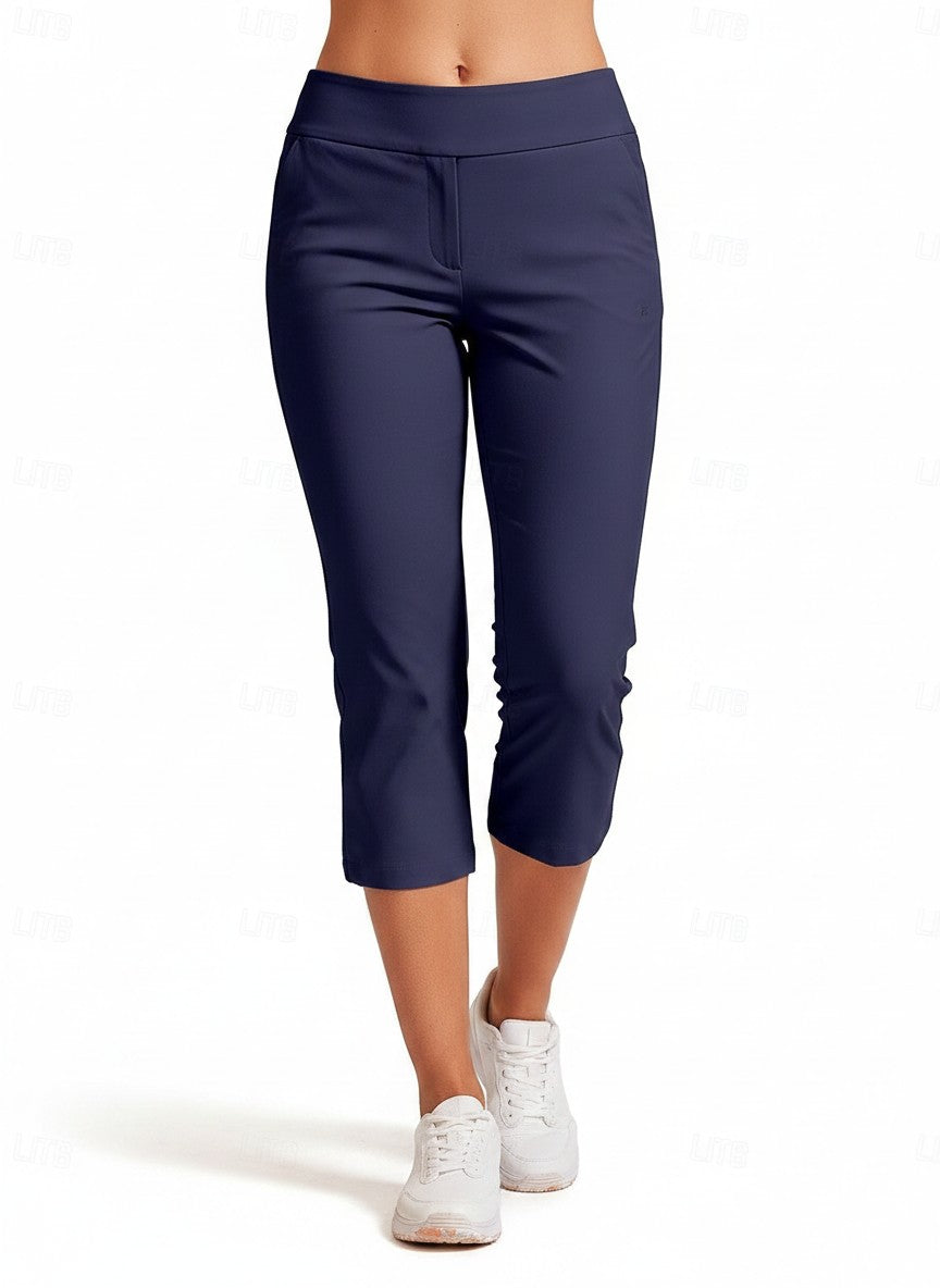 Women's Lightweight Stretch Capri Pants | Comfortable Navy Blue Casual Trousers 1