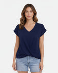 Women's Soft Cotton V-Neck T-Shirt | Elegant Twist Front Casual Summer Top 6