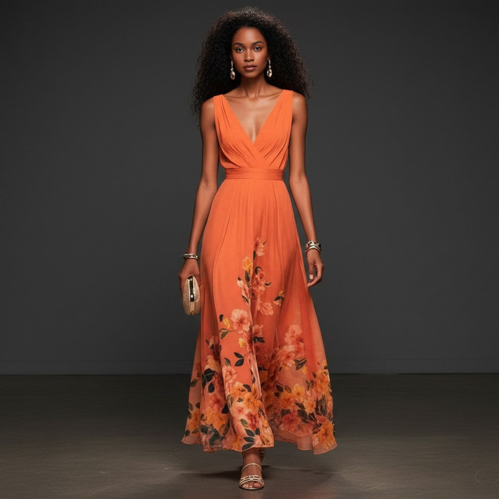 Sophia Collection | Women's Floral Maxi Dress with Flattering V-Neckline | Elegant Wedding Guest Dress for Summer Occasions 8