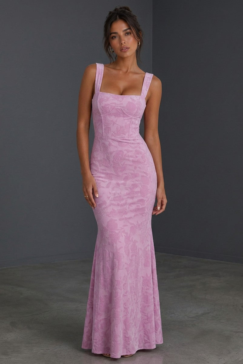 Women's Luxurious Jacquard Gown | Elegant Sweetheart Neckline Dress 3