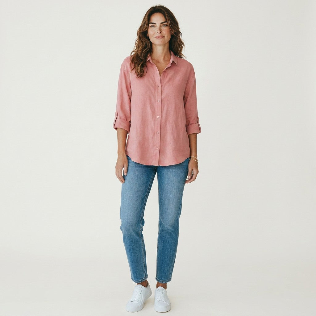 Women's Linen-Cotton Blend Shirt | Breathable Relaxed Summer Blouse 4