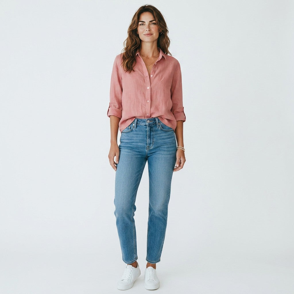 Women's Linen-Cotton Blend Shirt | Breathable Relaxed Summer Blouse 1