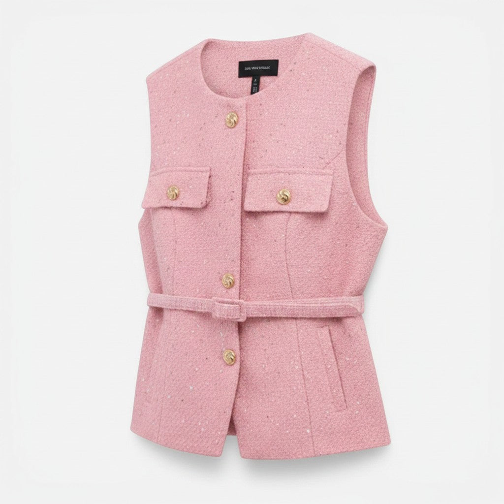 Women's Classic Tweed Waistcoat | Elegant Tailored Sleeveless Vest 5