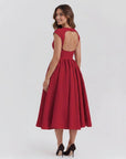 Elegant Midi Dress with Cap Sleeves & Open Back Design for Timeless Style 6