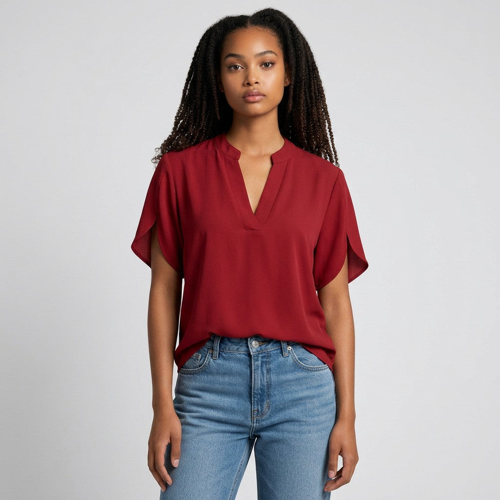 Women's Lightweight Chiffon Blouse | Elegant V-Neck Summer Top | Soft and Breathable Fashion 5