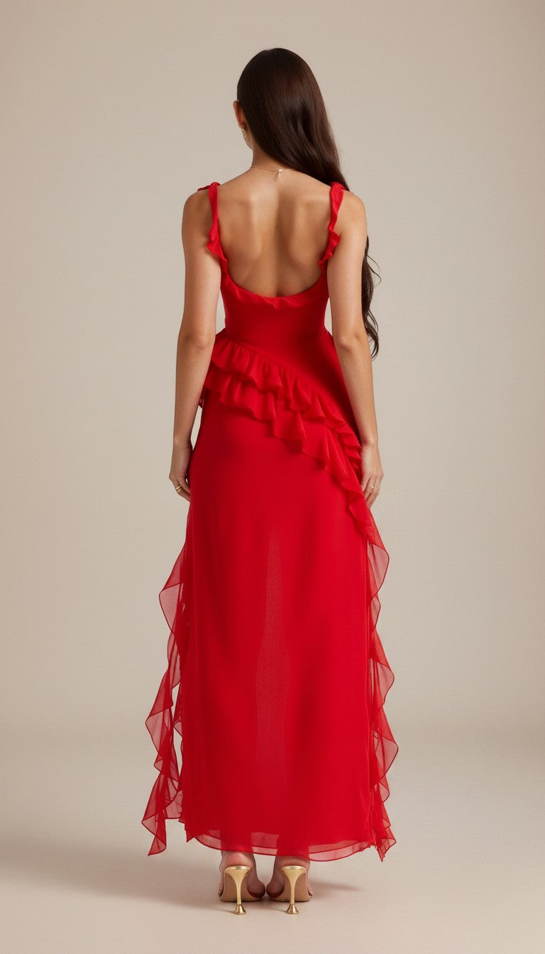 Women's Lightweight Ruffled Maxi Dress | Elegant Floor-Length Evening Gown 1