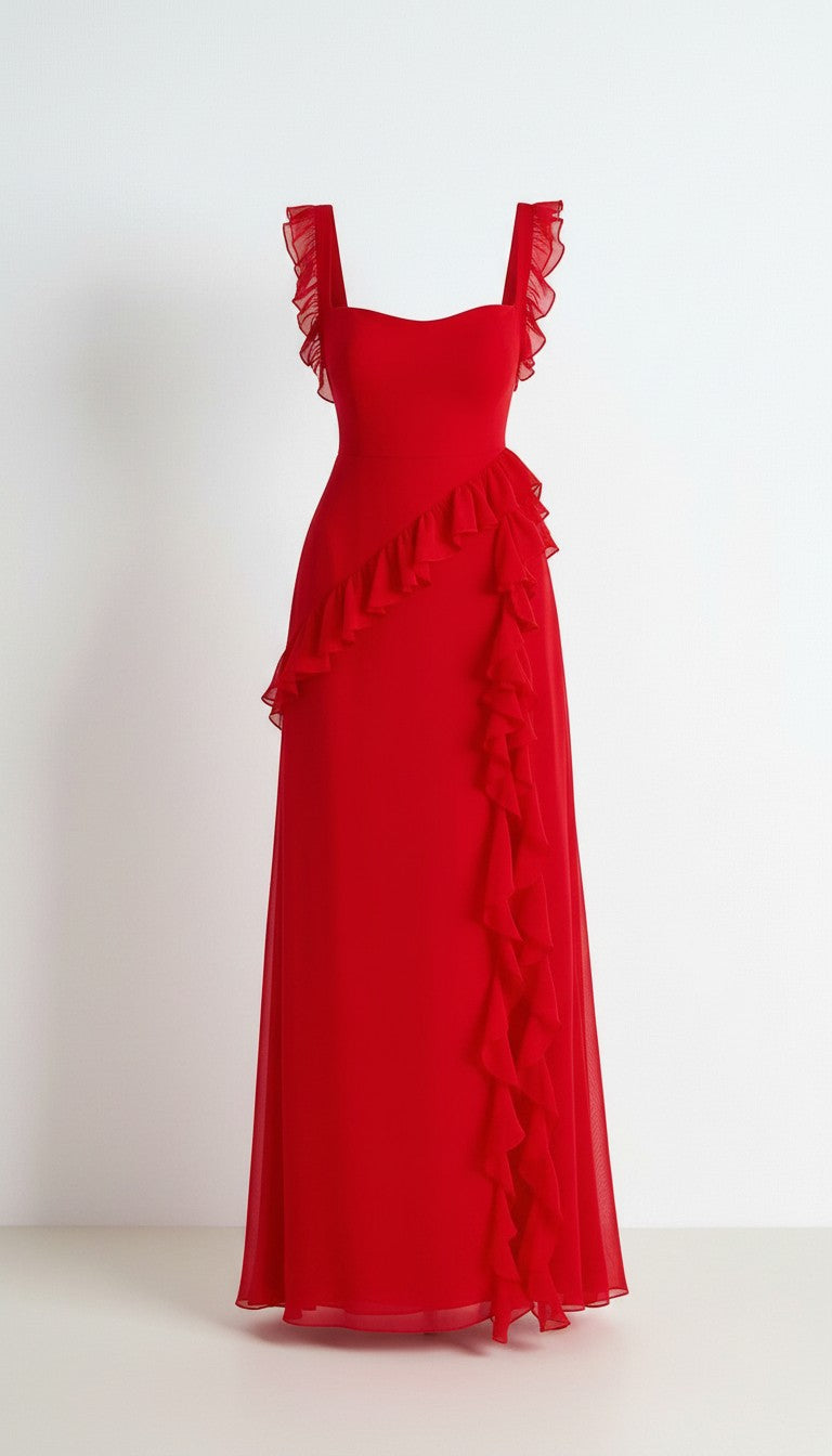Women's Lightweight Ruffled Maxi Dress | Elegant Floor-Length Evening Gown 2