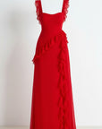 Women's Lightweight Ruffled Maxi Dress | Elegant Floor-Length Evening Gown 2