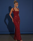 Sophia Collection | Elegant Evening Gown with Shimmering Sequins | Flattering Square Neckline for Stunning Formal Occasions 5