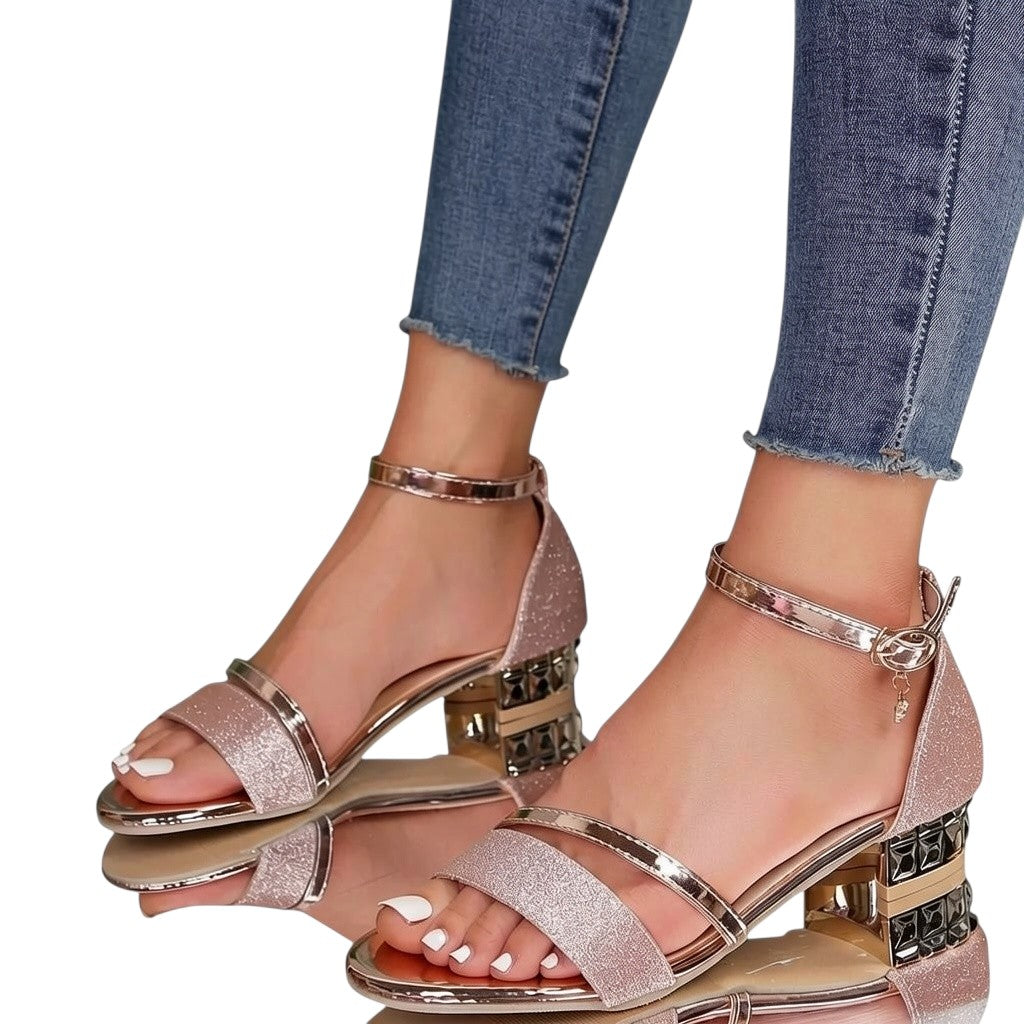 Women's Chic Strappy Block Heel Sandals | Elegant Ankle Strap Summer Shoes 4