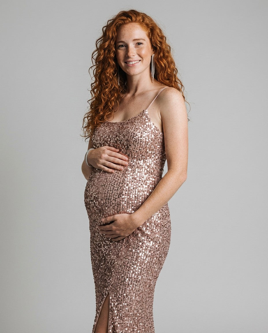 Women's Sequin Fitted Maternity Cocktail Dress | Elegant Comfortable Party Dress 4