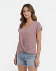 Women's Soft Cotton V-Neck T-Shirt | Elegant Twist Front Casual Summer Top 4