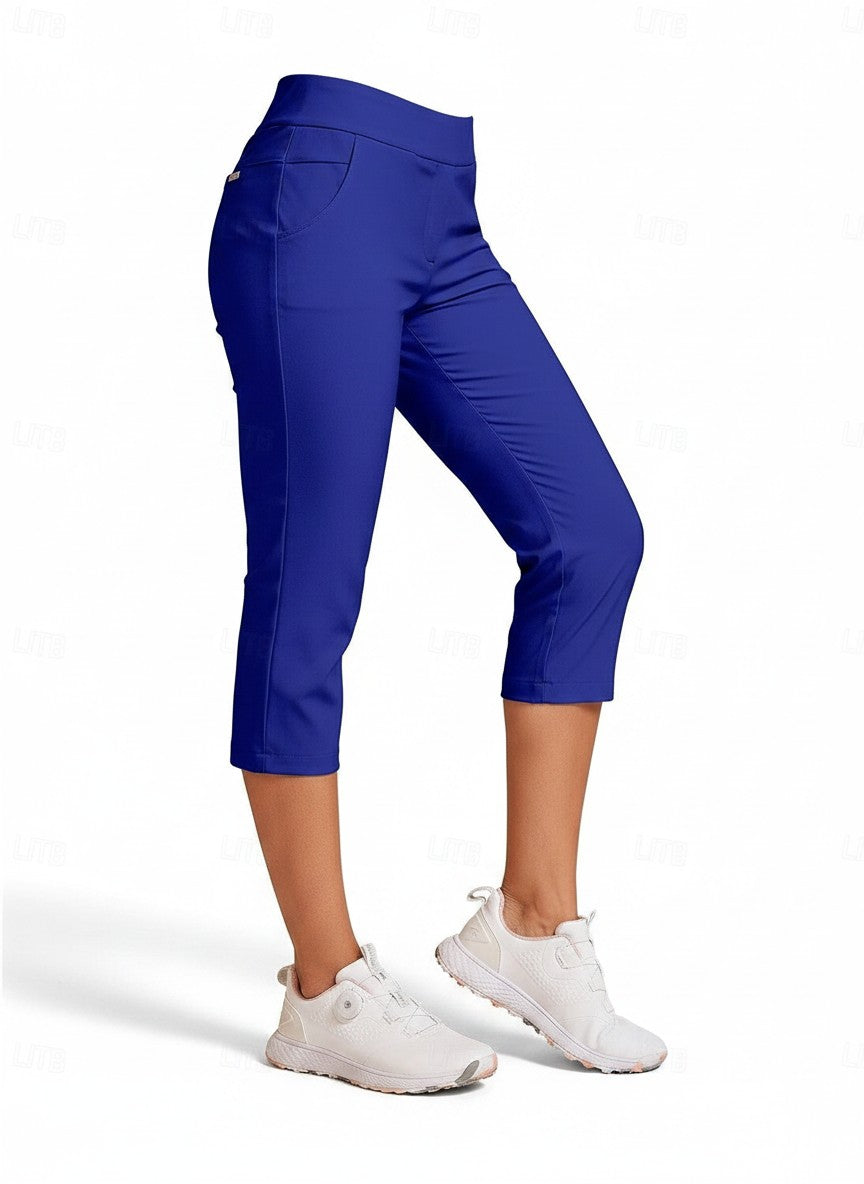 Women's Lightweight Stretch Capri Pants | Comfortable Navy Blue Casual Trousers 6