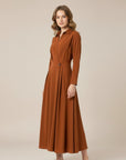 Elegant | Women's Black Dress with Collared Neckline | A-Line Midi Dress for Effortless Style 1