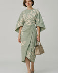 Women's Floral Wrap Dress | Elegant Kimono Sleeve Midi Dress 1
