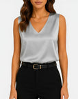 Women's Satin Blouse | Elegant Sleeveless V-Neck Top for Timeless Sophistication 6