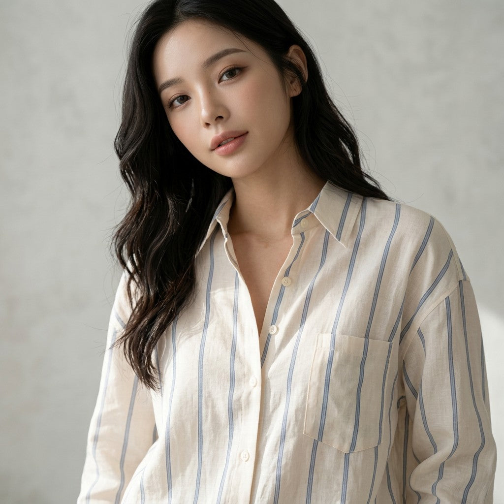 Women's Lightweight Striped Shirt | Relaxed Fit Casual Blouse for All-Day Comfort 2