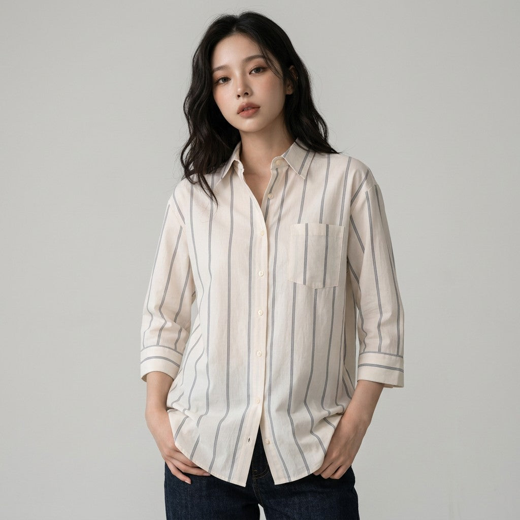 Women's Lightweight Striped Shirt | Relaxed Fit Casual Blouse for All-Day Comfort 4