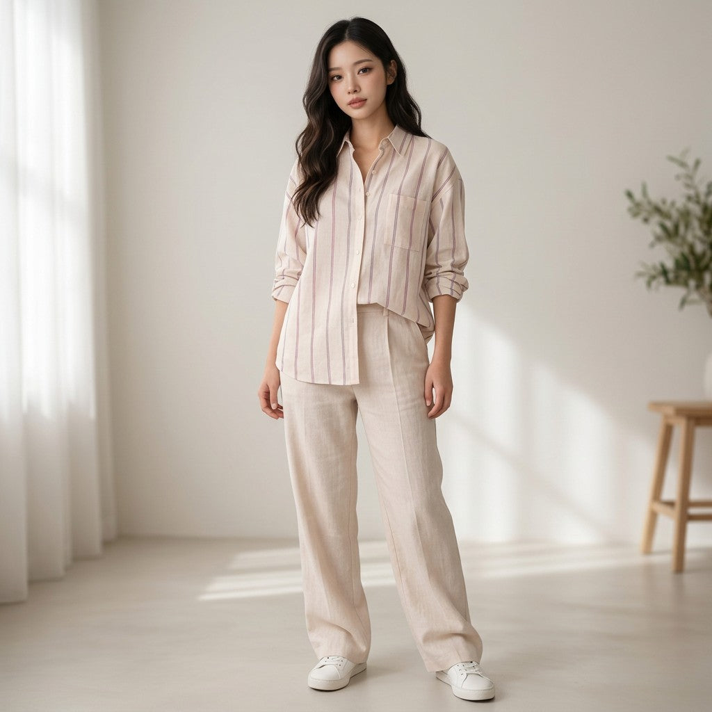 Women's Lightweight Striped Shirt | Relaxed Fit Casual Blouse for All-Day Comfort 1