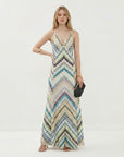 Women's Lightweight Knit Maxi Dress | Elegant Chevron Pattern Summer Dress 4
