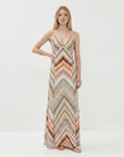 Women's Lightweight Knit Maxi Dress | Elegant Chevron Pattern Summer Dress 1