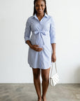 Women's Soft Striped Maternity Shirt Dress | Chic Comfortable Casual Wear 4