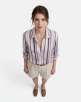 Women's Cotton Vertical Stripe Blouse | Elegant Lightweight Summer Top 2