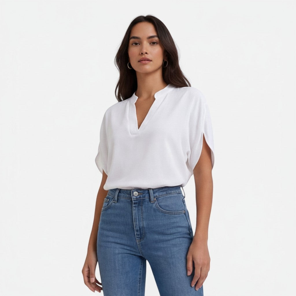 Women's Lightweight Chiffon Blouse | Elegant V-Neck Summer Top | Soft and Breathable Fashion 1