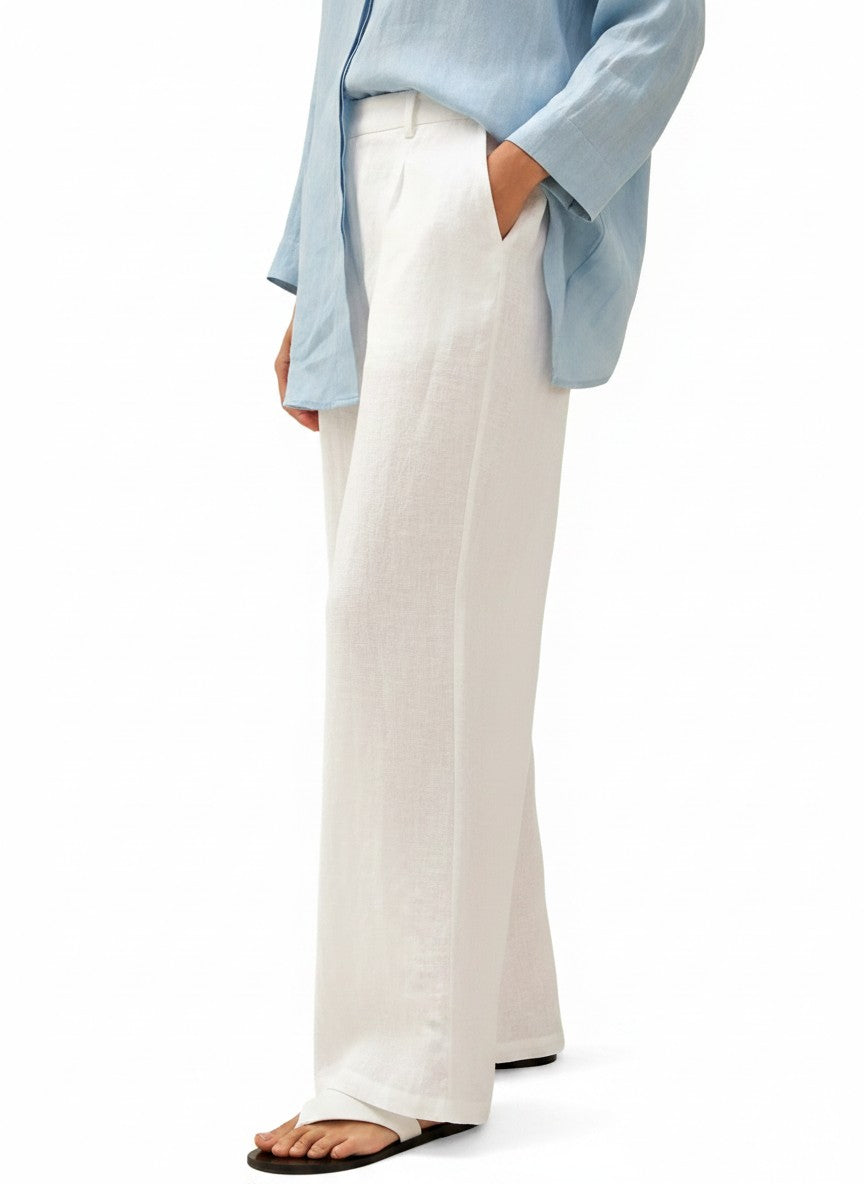 Women's Light Blue Linen Blouse | Elegant Bell Sleeve Relaxed Top 5