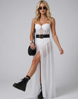 Women's Sheer Chiffon Maxi Dress | Elegant Corset Bodice Evening Gown 2