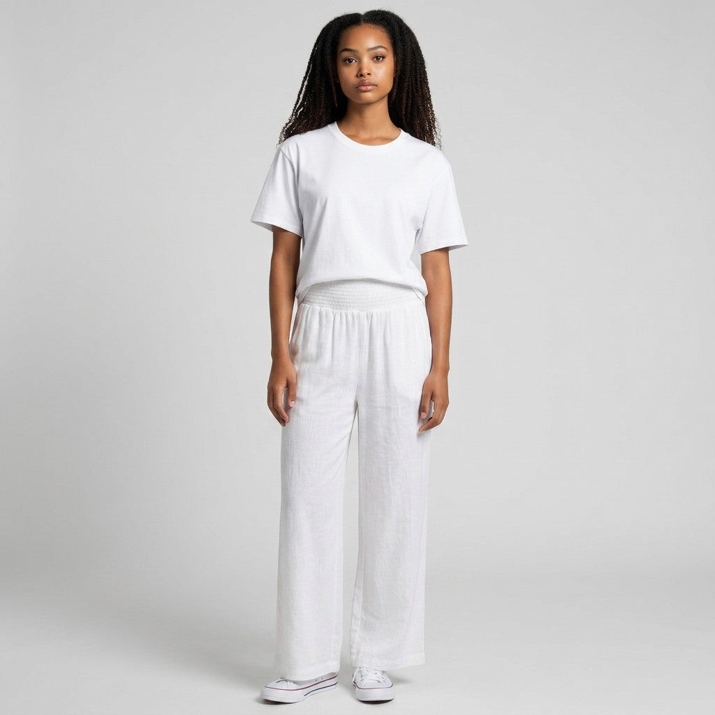 Women's Soft Fabric Wide Leg Pants | Comfortable Smocked High-Waist Casual Trousers 6