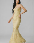 Women's Floral Embroidered Corset Gown | Elegant Spaghetti Strap Mermaid Dress 4