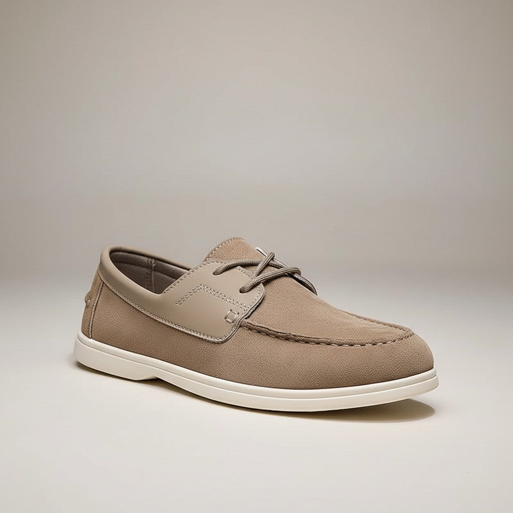 Silvorne Zapatos náuticos de ante para hombre, suela plana, cómodos, sin cordones, color marrón, para conducir.
