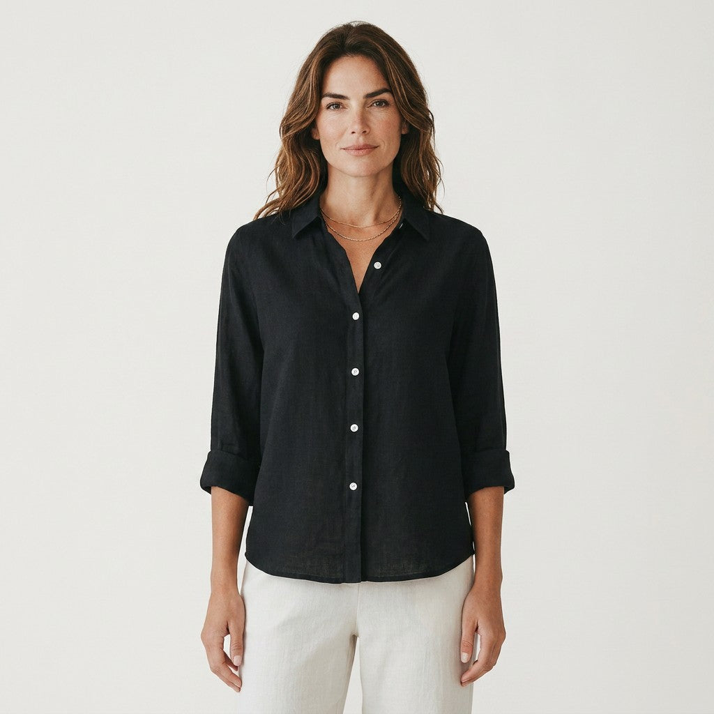 Women's Linen-Cotton Blend Shirt | Breathable Relaxed Summer Blouse 8